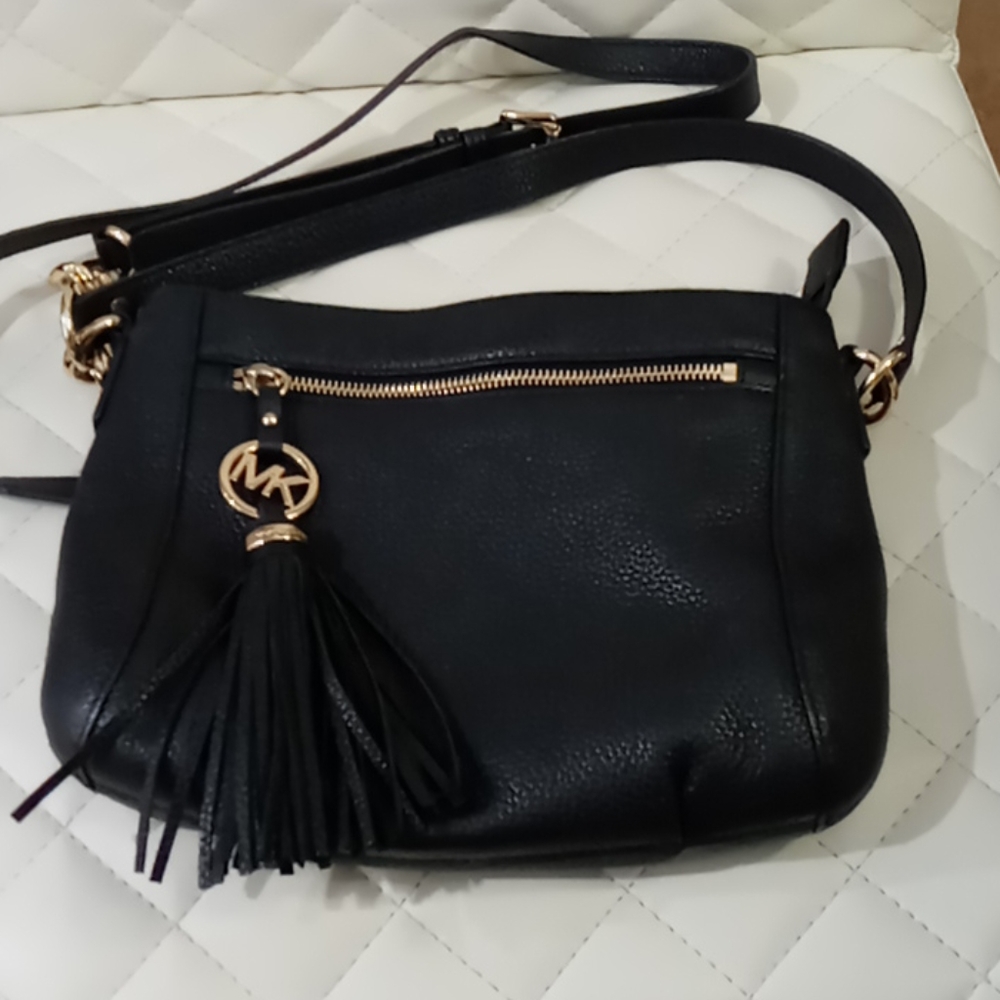 MichaelKors rich black leather convertible purse